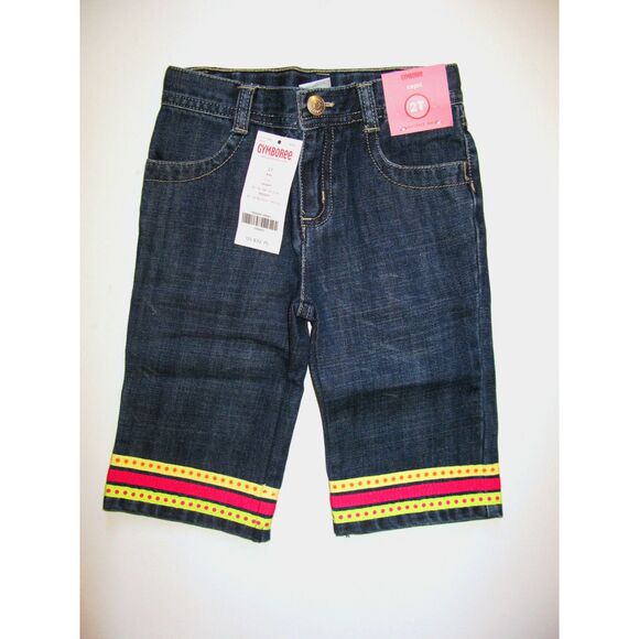 Gymboree short sleeve pink top t-shirt jeans capri pants stripe dot yellow 2T 3 - Picture 6 of 6